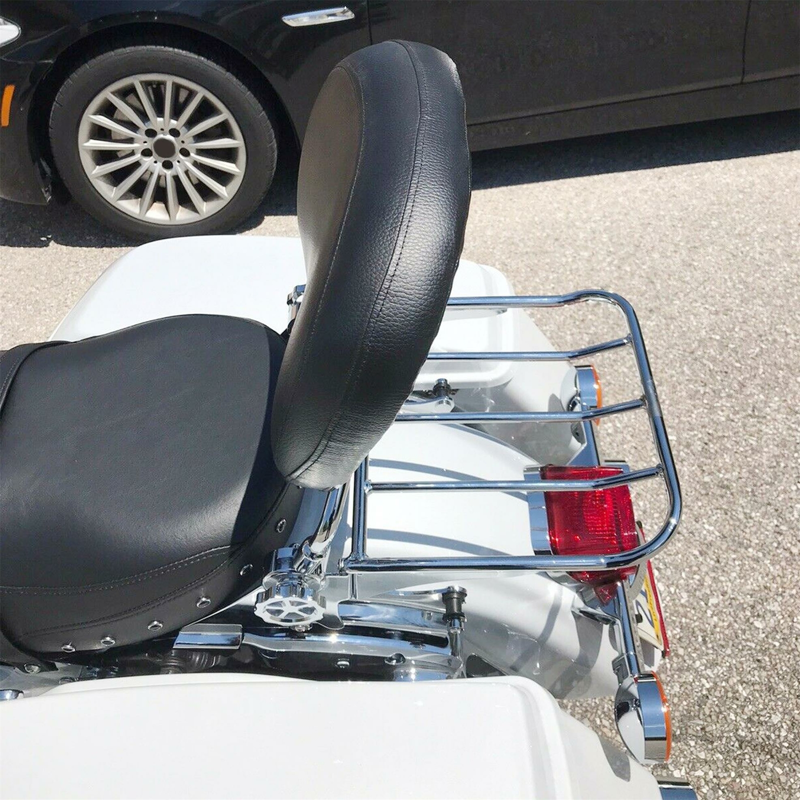 Adjustable Sissy Bar Backrest Luggage Rack For 09-24 Harley Road Electra Glide