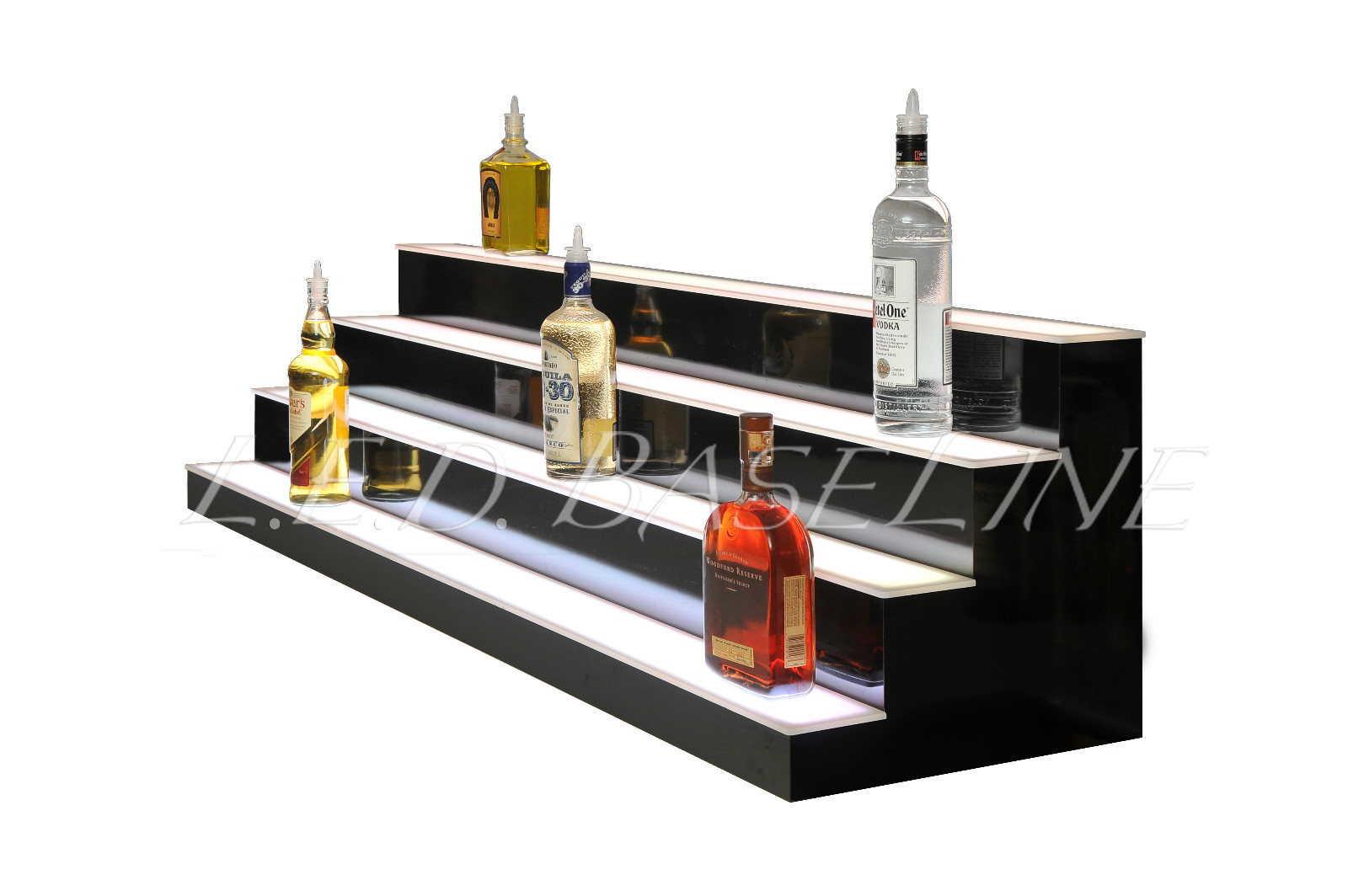 60" 4 Step Shelving Glass Liquor Bottle Display