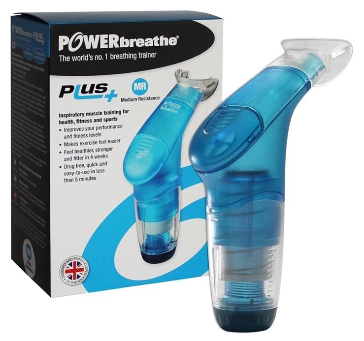 POWERbreathe Plus Medium Resistance Breathing Muscle Trainer Blue NEW OPEN BOX