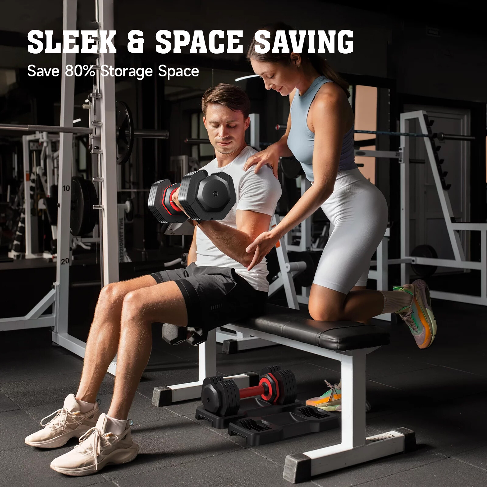 110 Lbs Adjustable Dumbbells Set Weight Dumbbells Set Exercise Equipment Set 2