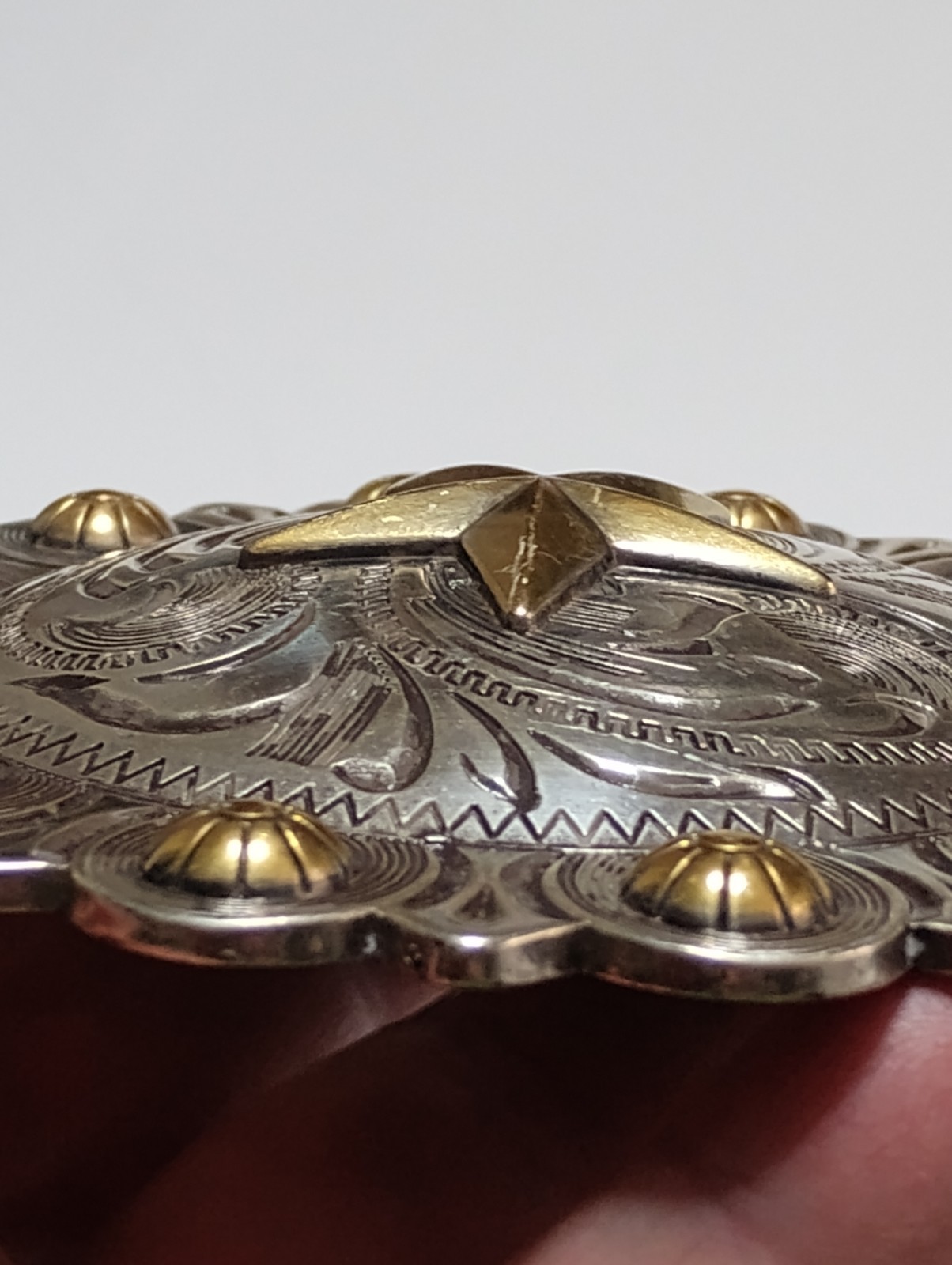 Large 4-1/2 inch Vintage Western Star Berry Concho with Chicago Screw Back #1