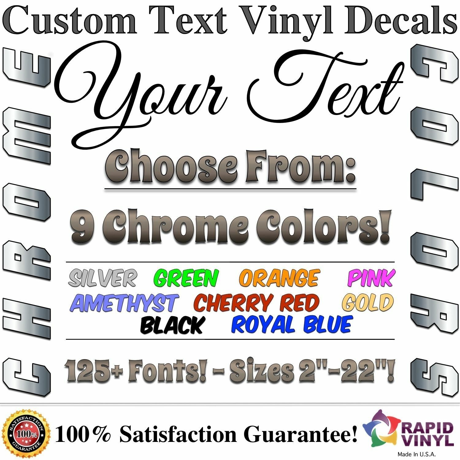 Chrome Custom Vinyl Lettering Text Decal for Home Garage Car Truck Boat Trailer