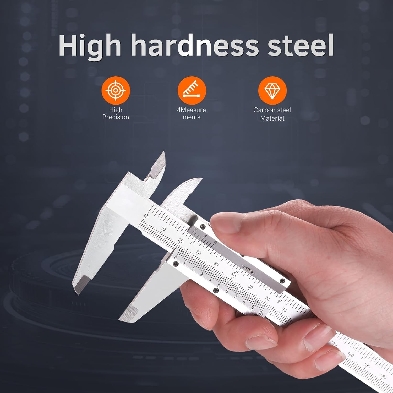 6-Inch/150Mm Vernier Caliper Measuring Tool, Fractional Calipers, High-Hardness