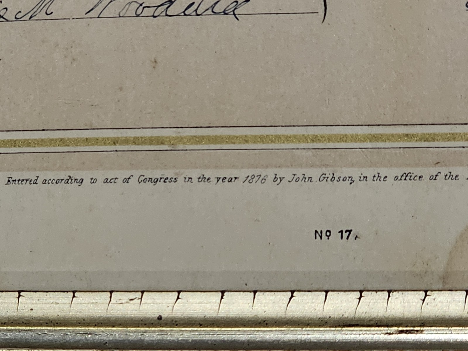 Antique C.1884 Michigan Large Size Marriage Certificate Framed. 14 X 19 Opening