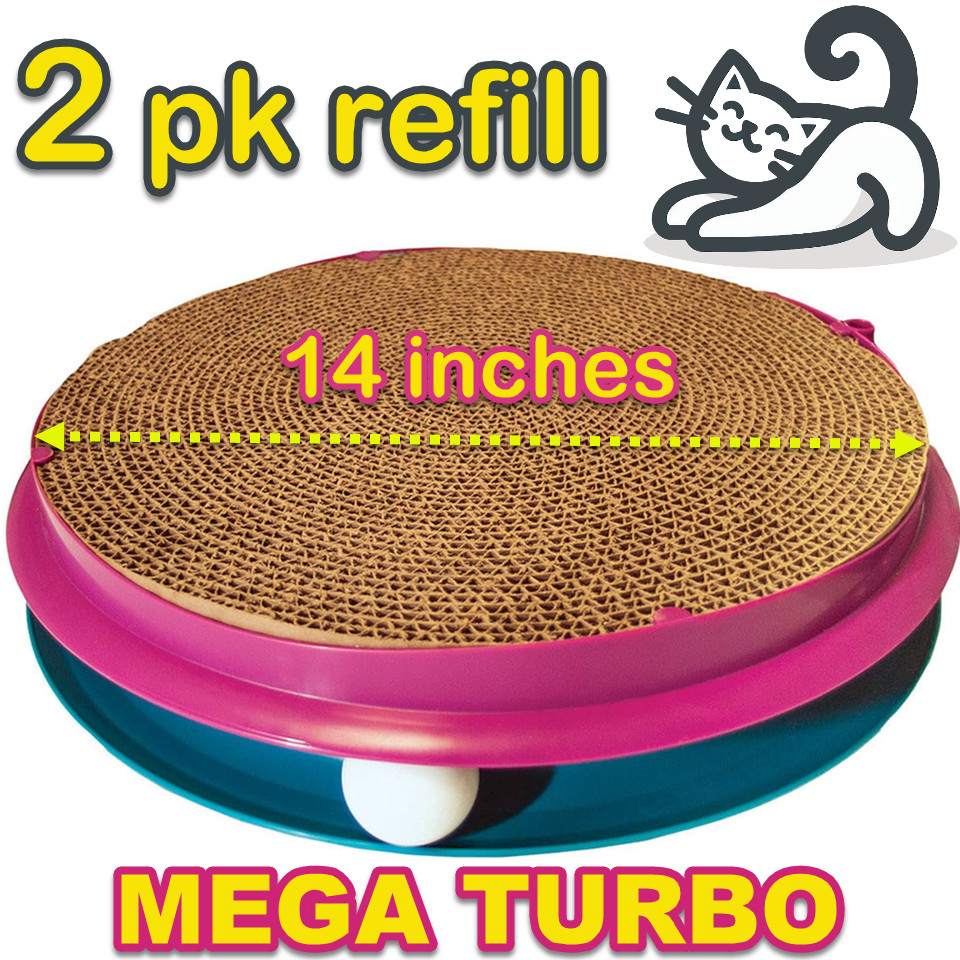 Bergan MEGA Turbo Scratcher Cat Toy 14" Replacement Scratch Pads, 2pk, USA Made