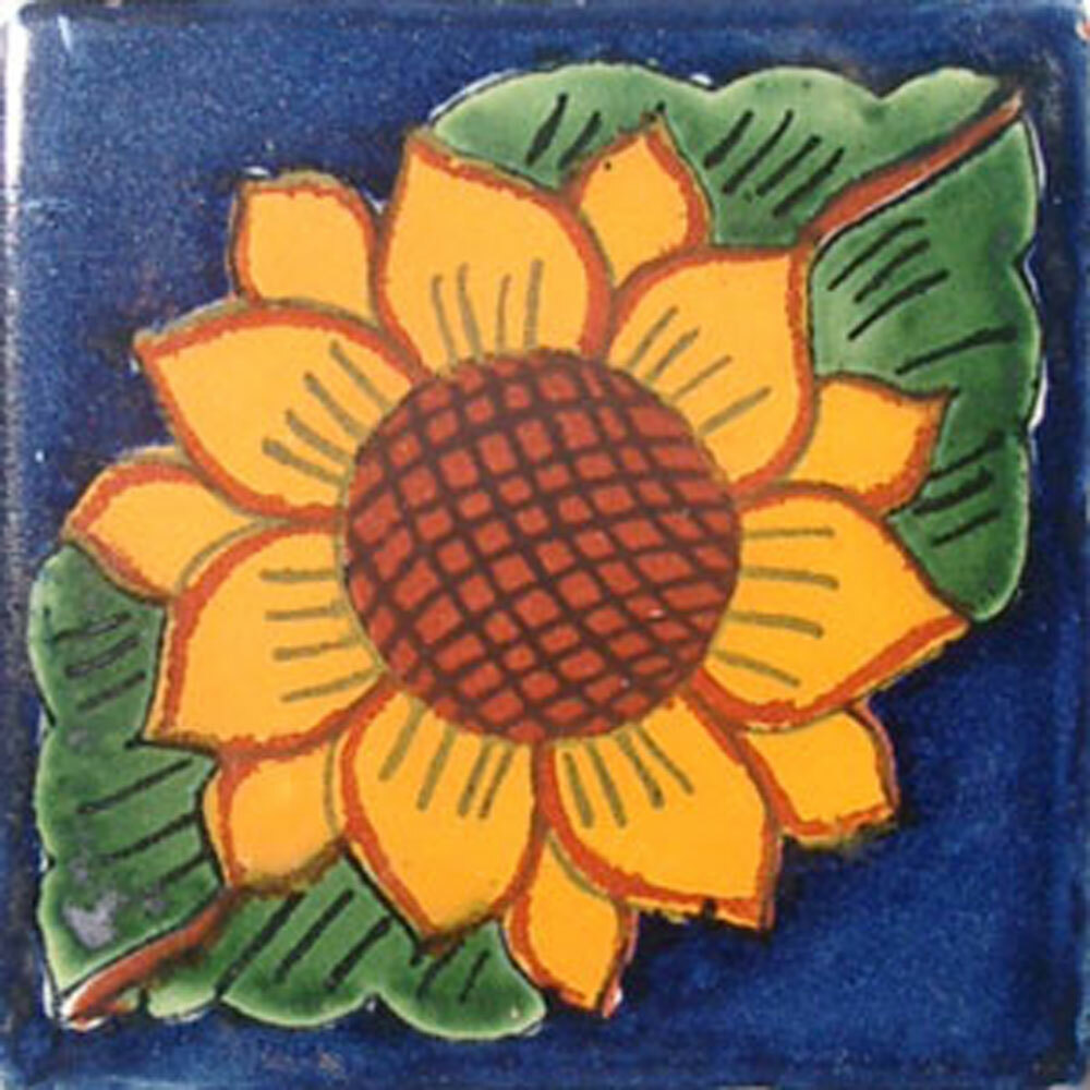 #C025) Mexican Tile sample Ceramic Handmade 4x4 inch, GET MANY AS YOU NEED !!
