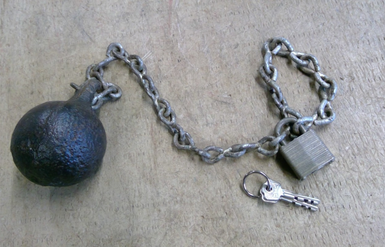 Mini iron ball chain and shackle lock & key gag gift groom bachelor party