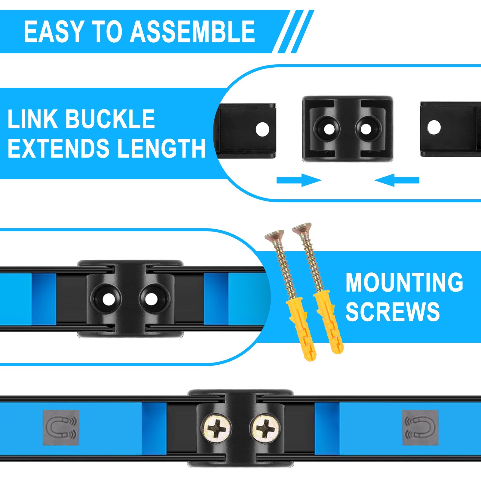 8 Pack 12" Magnetic Tool Holder Strip Metal Magnet Tool Organizer Bar for Garage