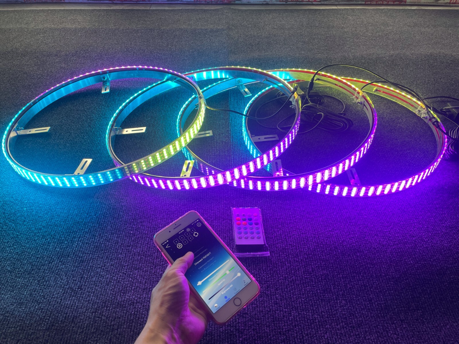 17.5" x4PCS Wheel Lights for Truck CHASING Quad Row LEDs Brightest APP + Remote