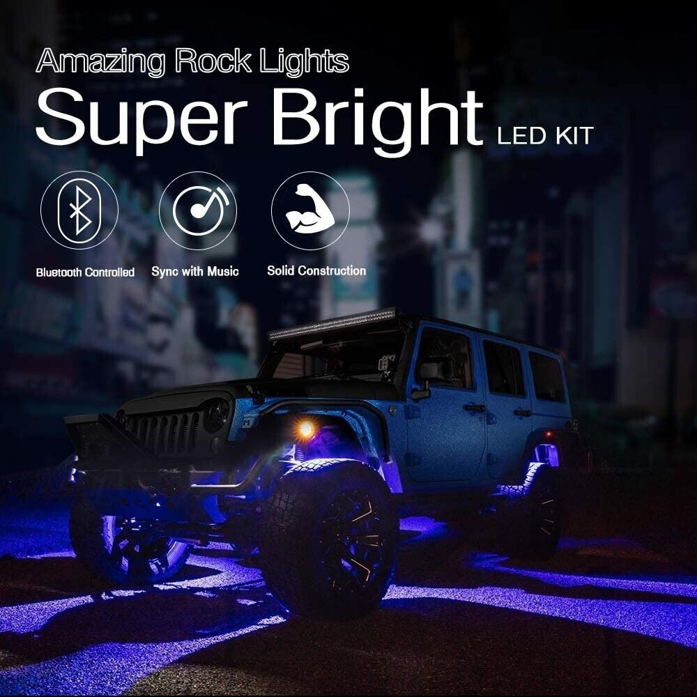 ​Under Car Light Kit RGB LED Rock Lights 8 Pods Bluetooth Controller - Amazing!
