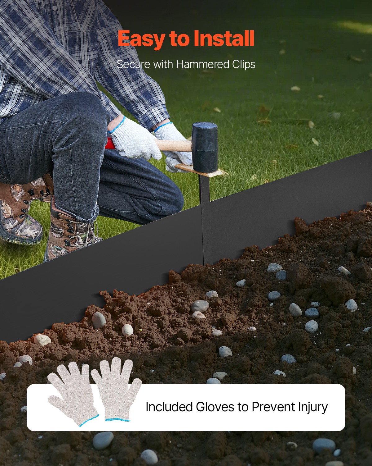 VEVOR Steel Landscape Edging 4 Packs 40 x 12in Rust-Resistant Garden Edging