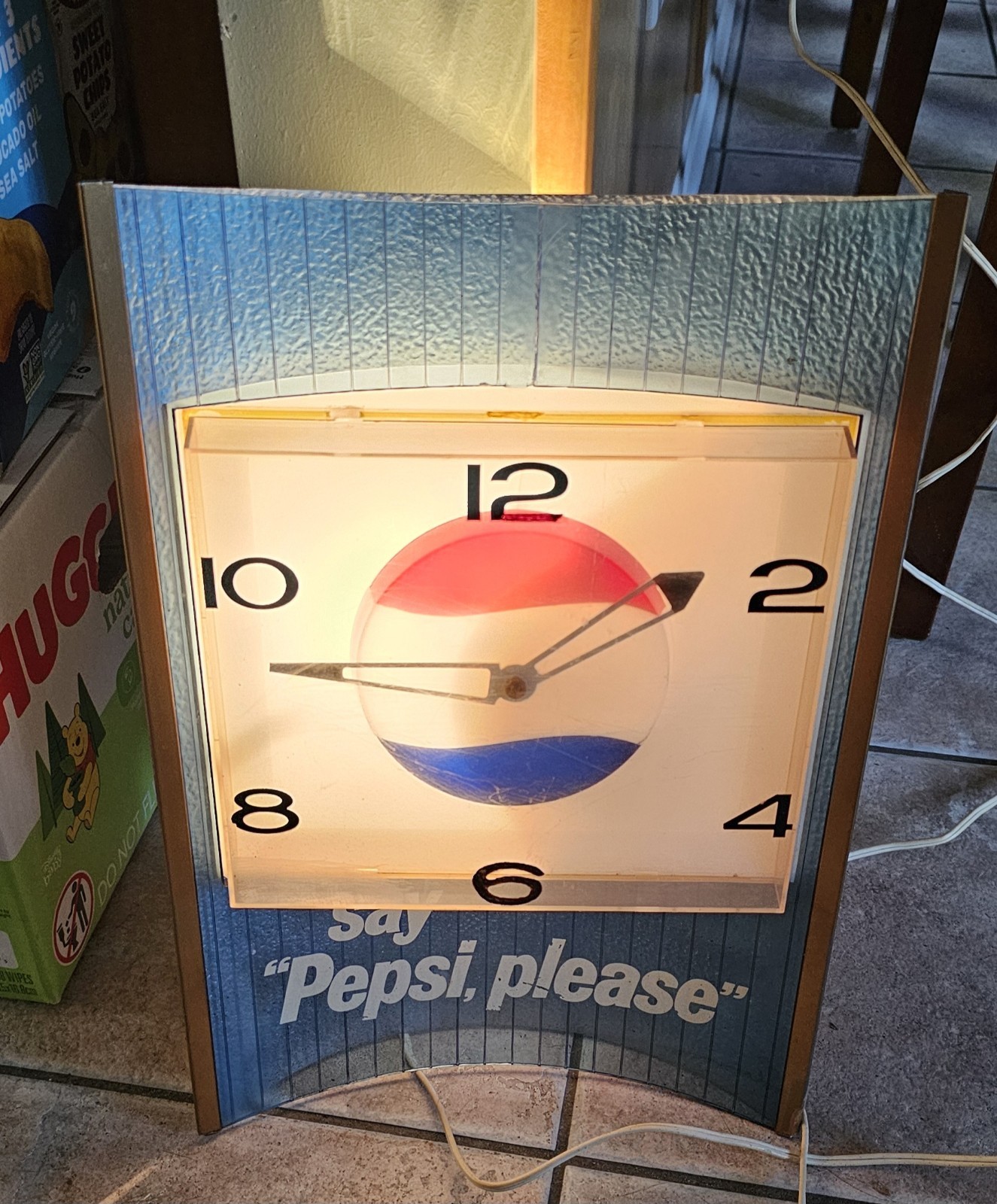 Vintage Say Pepsi Please Sign Clock Light Cola Pepsi-Cola Soda Display Dealer