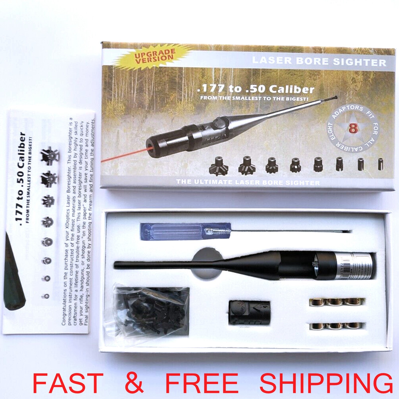 Tactical .177 to .50 Caliber Rifle Zero Laser Bore Sighter kit Bore Sighter Gun