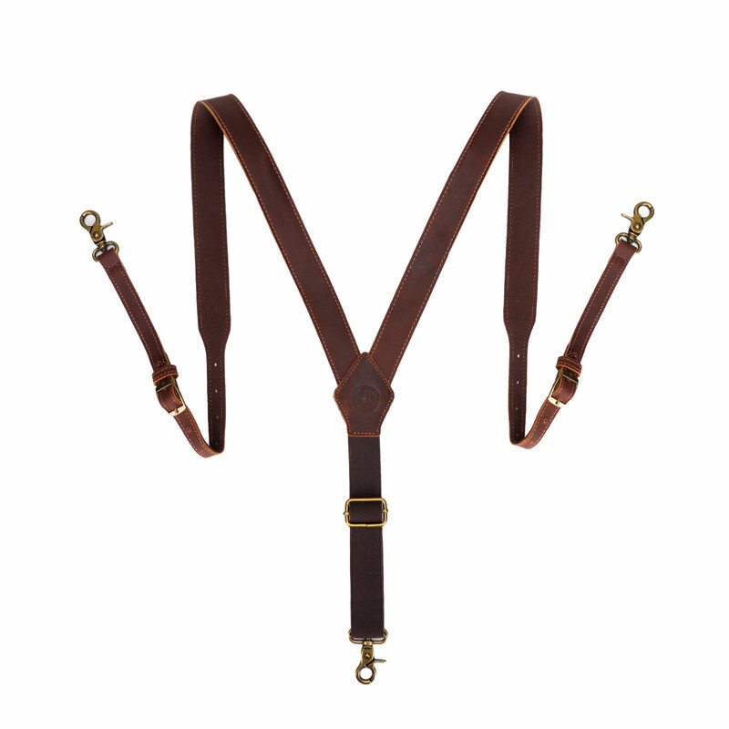 TOURBON Leather Suspenders Y Back Adjustable Y-Shape Pants Brace