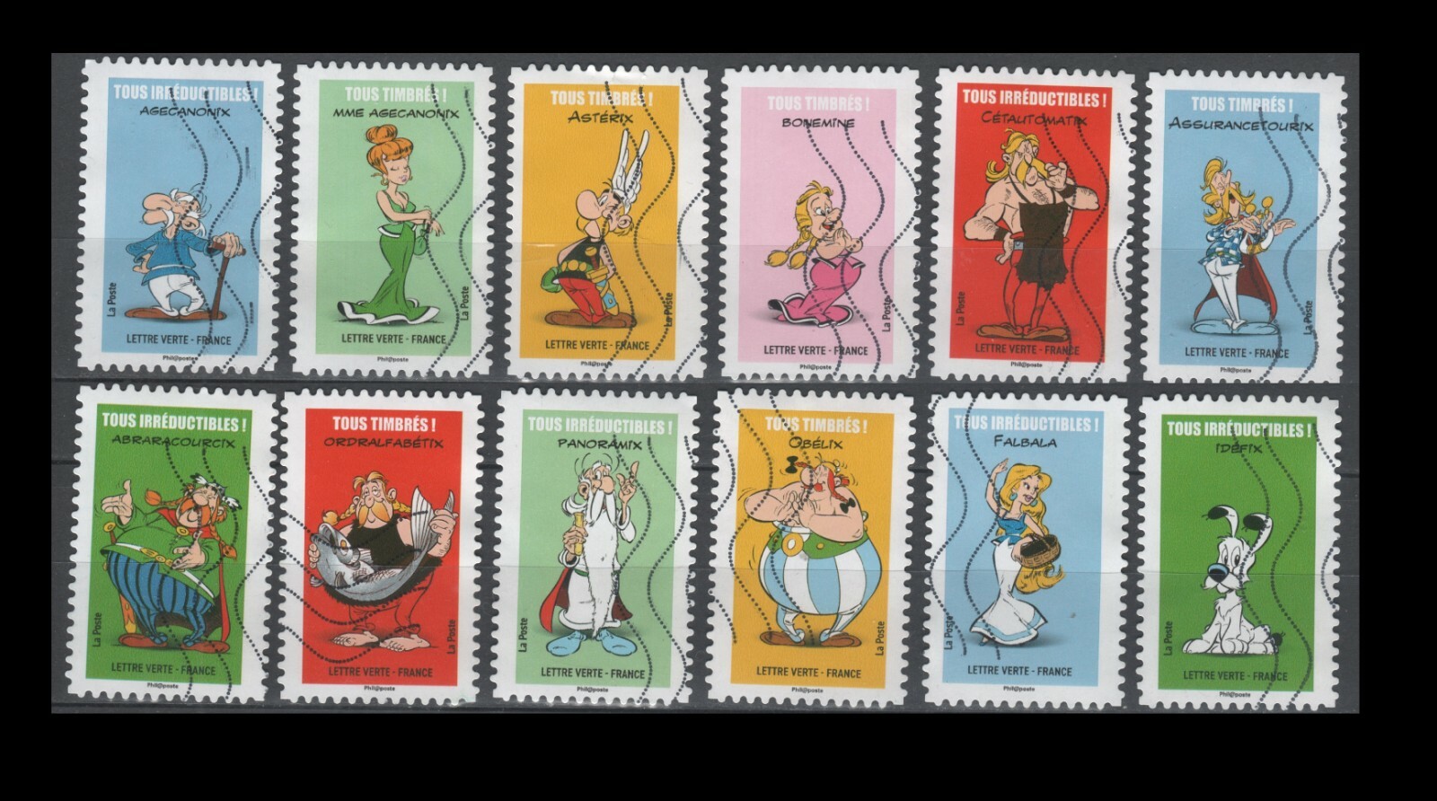 France 5661-5672 issue Asterix Comic Characters (12 USED STAMPS of 2019)