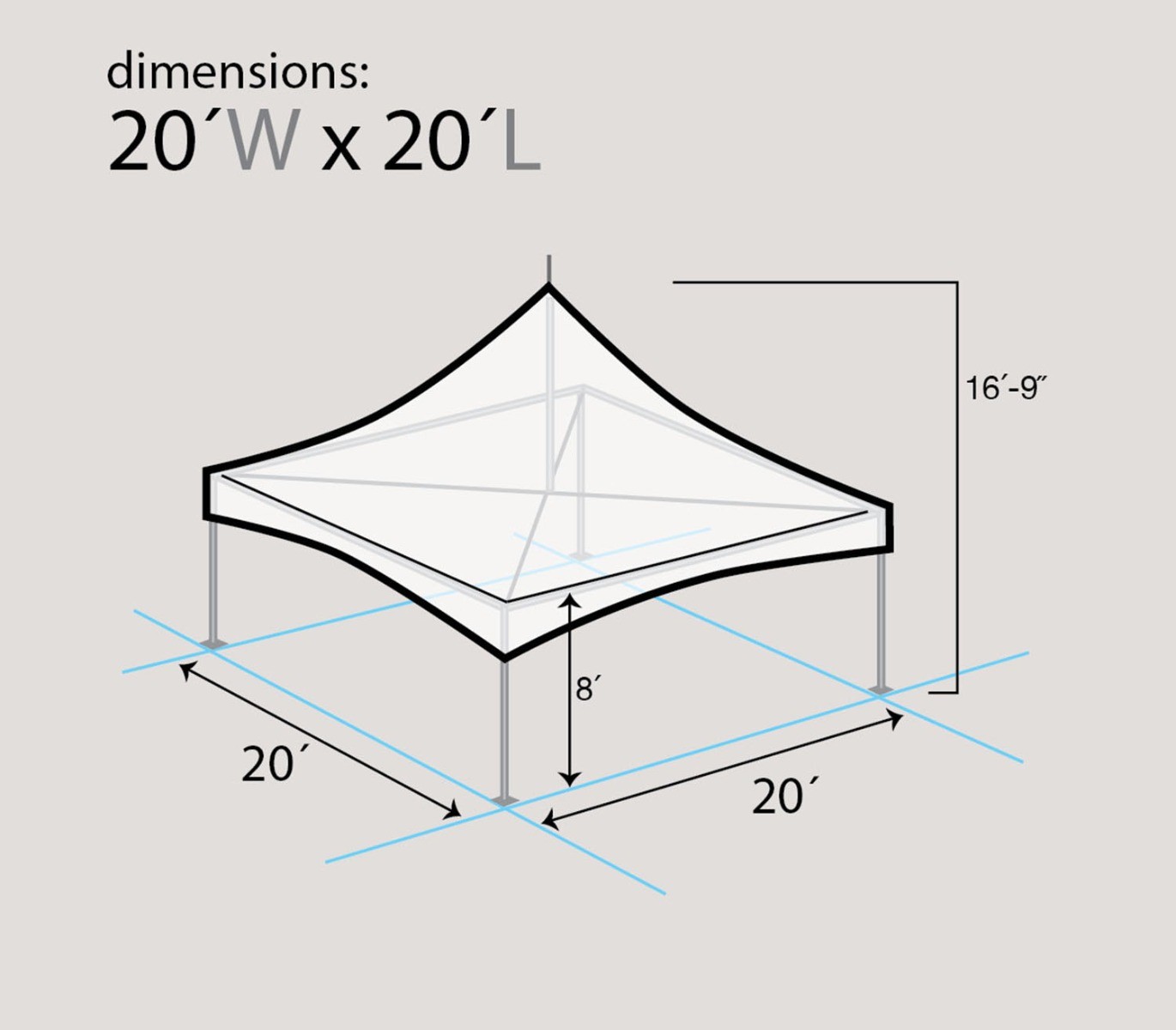 20x20 Commercial Frame Tent Canopy High Peak Outdoor Wedding Gazebo Heavy Duty