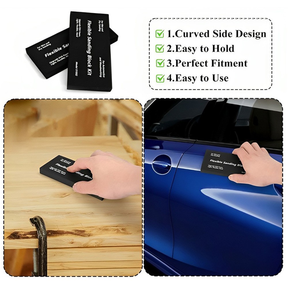 12Pcs Sanding Block Kit Flexible EVA Foam Wet or Dry for Automotive or Woodwork
