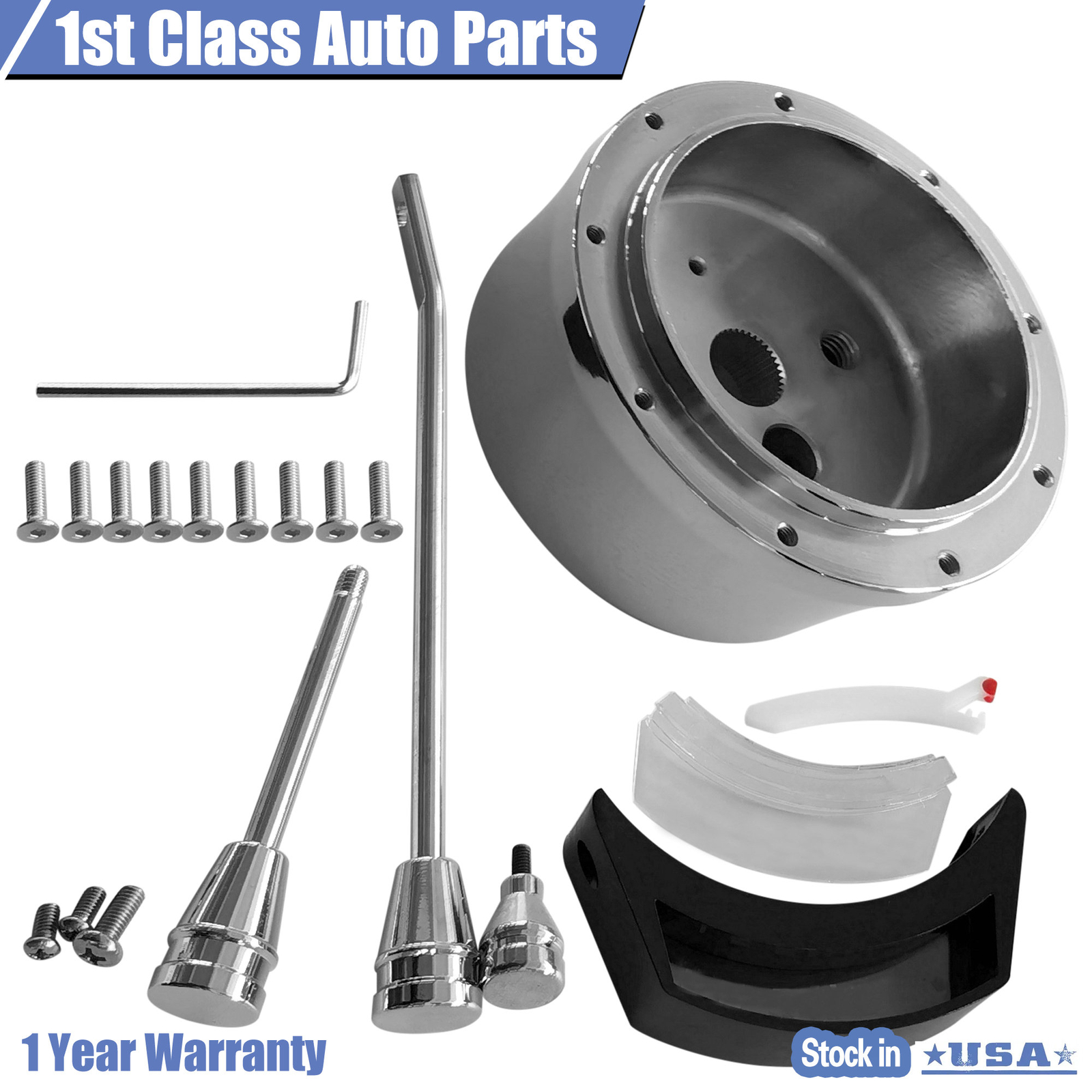 30" Auto Column Shift Tilt Steering Column Indicator W/ Wheel Adapter Chrome