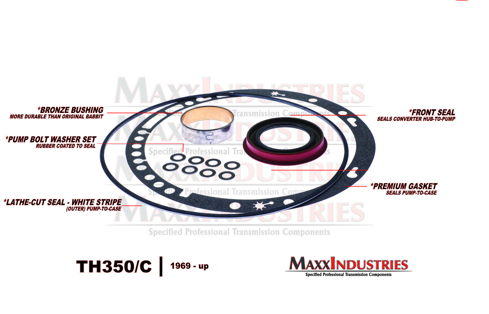 Turbo 350 TH350C Transmission Front Pump Seal Kit with Bushing for GM (60303)