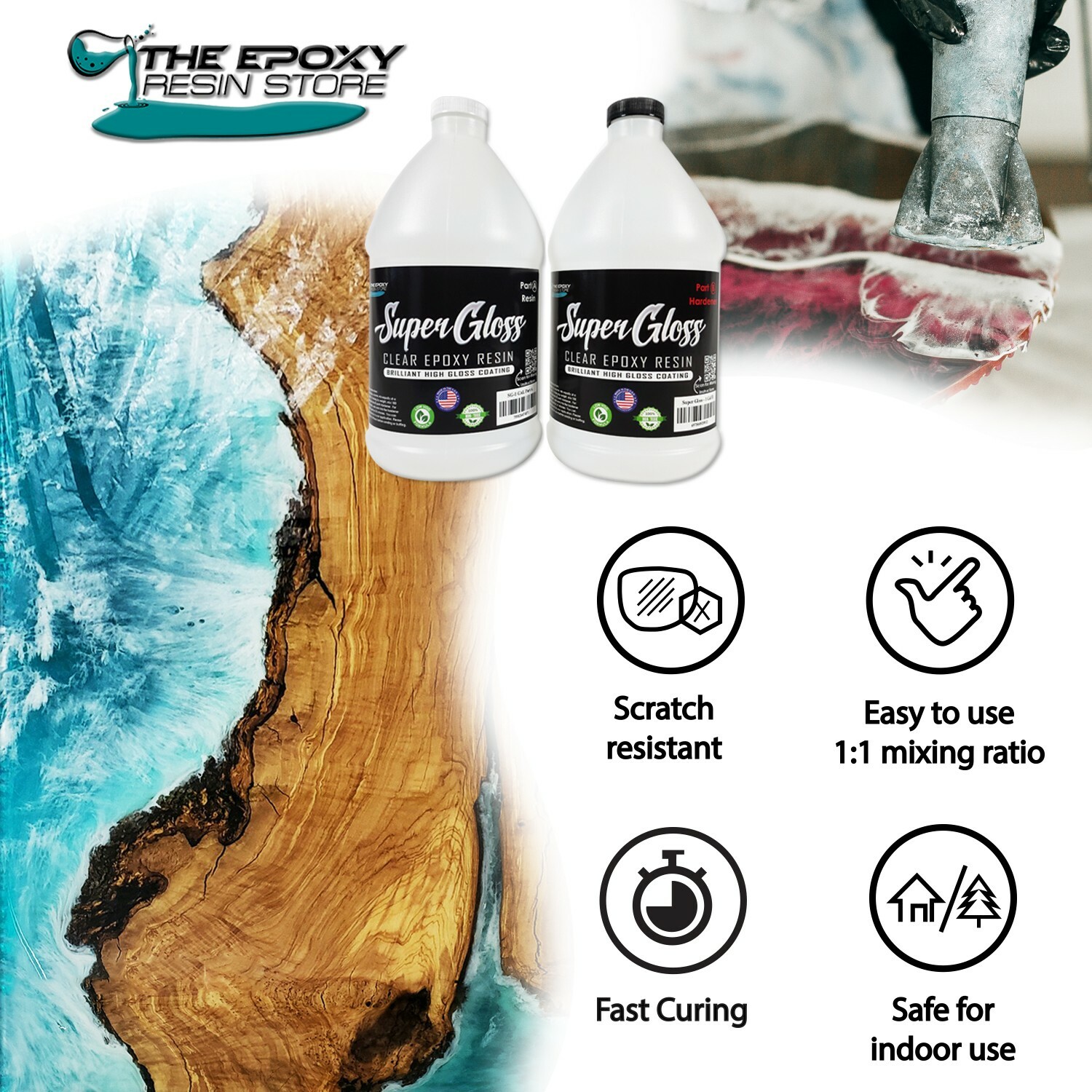 The epoxy resin Store - No yellowing, tabletops, crafts, counters - 1 Gallon Kit