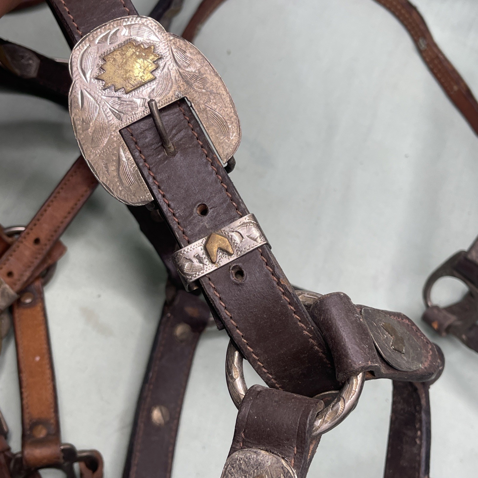 Vintage Western Silver Overlay Headstalls Lot 4 Engraved Horse Bridles Tack