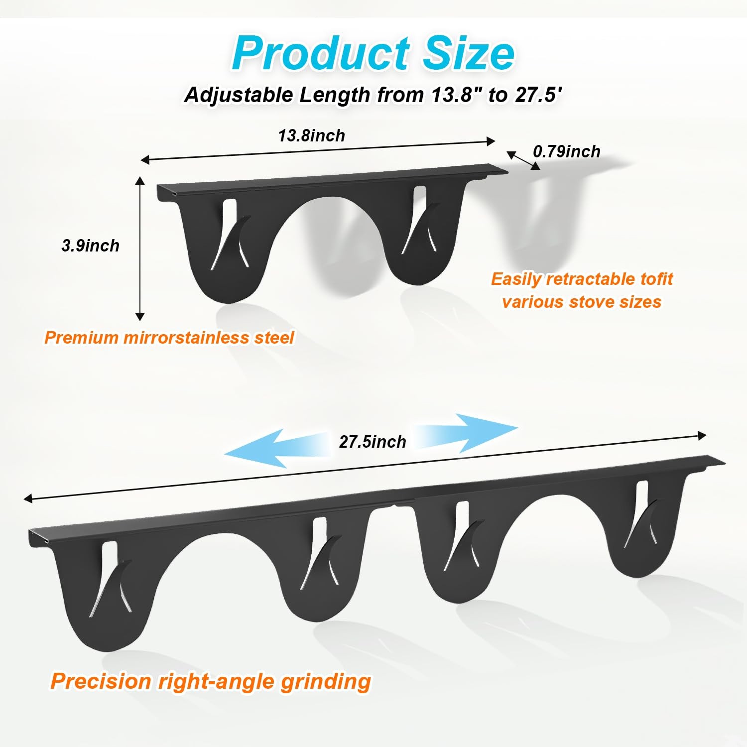 Stainless Steel Stove Gap Covers (2 Pack) – Adjustable Retractable Length 13.8"