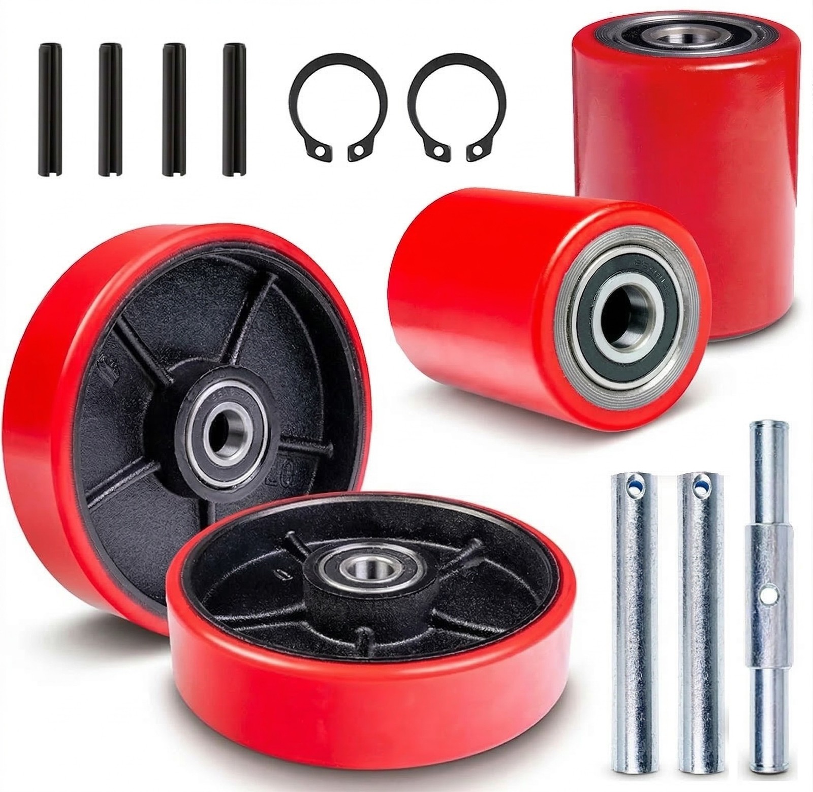 Pallet Jack Truck Steer Load Wheels Replacement Kit Full Set 20mm ID Bearings