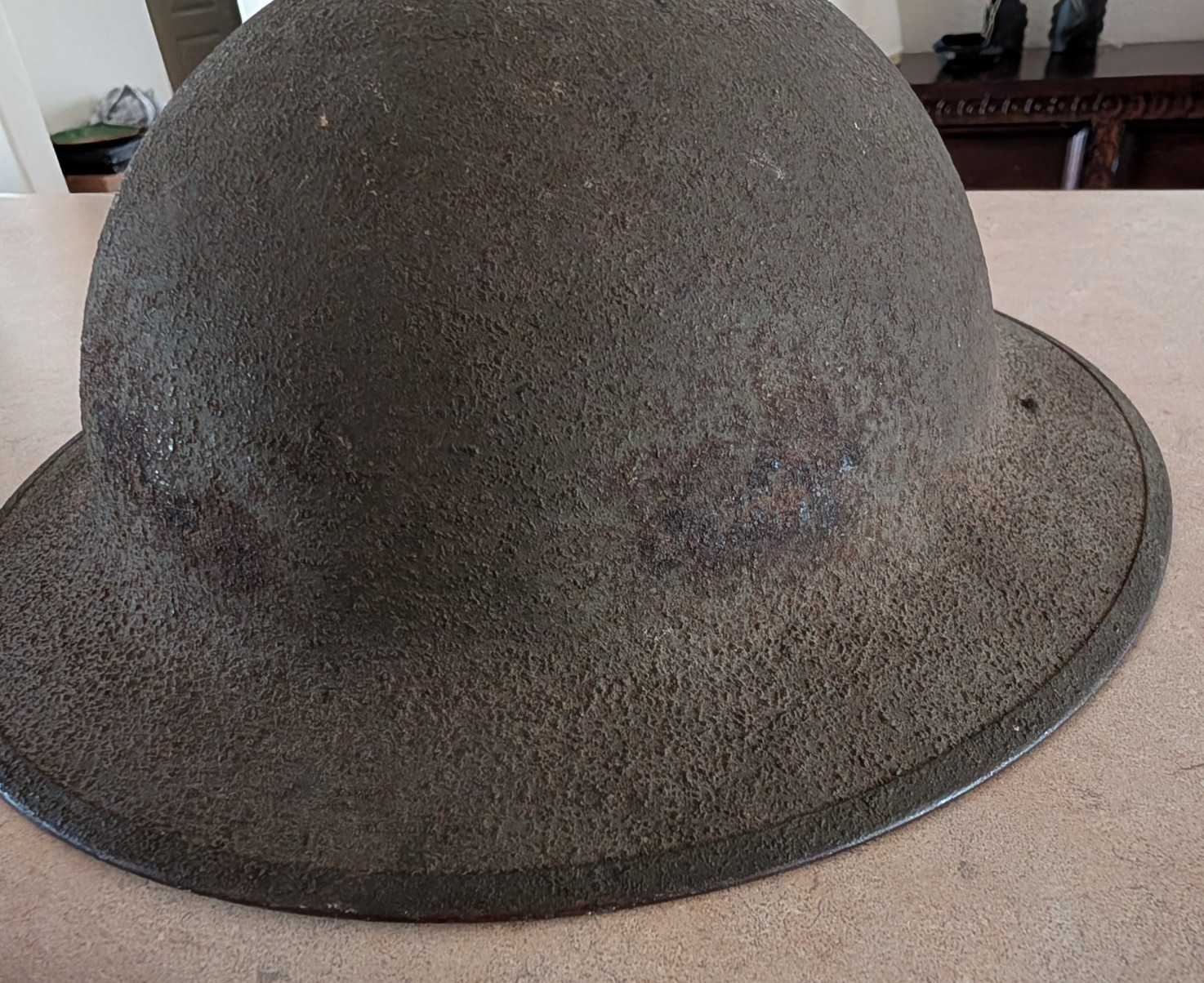WW2 M1917A1 KELLY Helmet with Leather Liner Chin Strap Skull Pad 1930s 8C