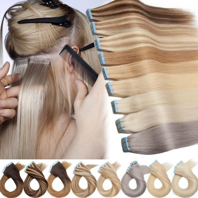 Seamless Tape in Human Hair Extensions Skin Weft Tape-on Real Thick Hair 16-26in