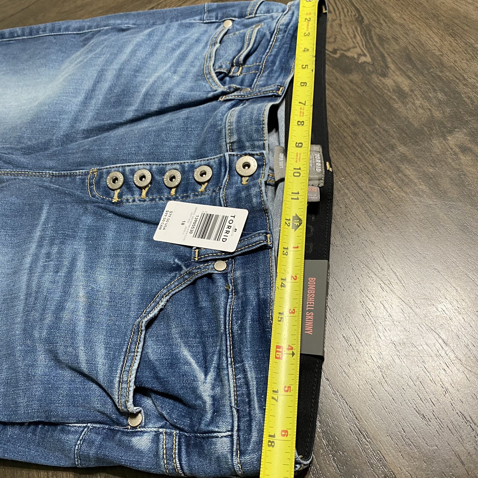 Torrid Bombshell Jeans Size 18XS Extra Short Ankle Blue High Waist Button Fly