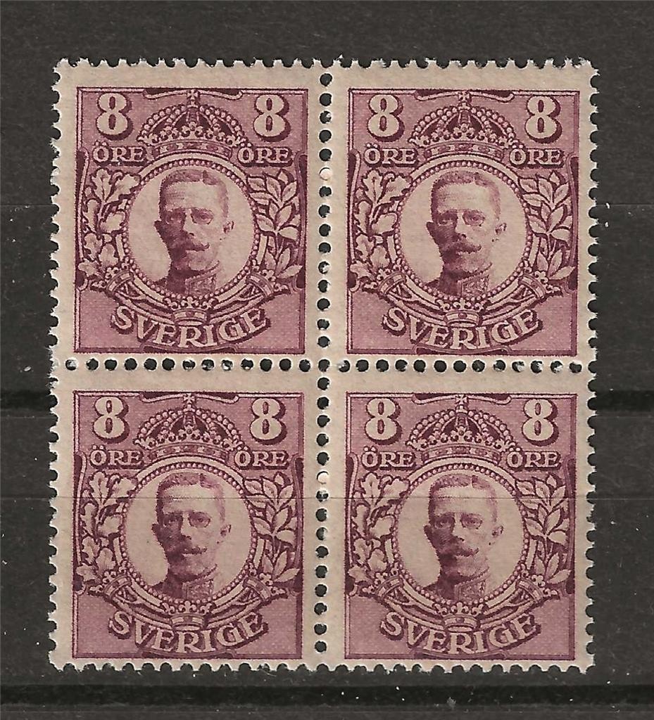 Sweden 1910 Sc# 79 Gustaf block 4 MNH
