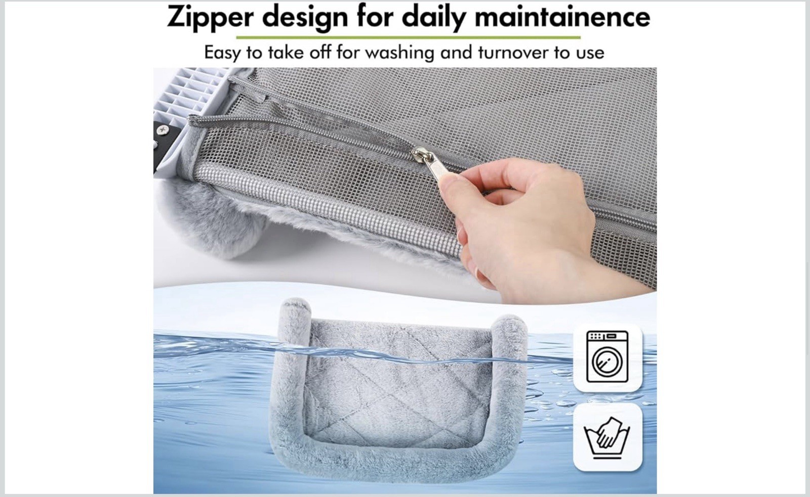 Cat Window Sill Perch with Large Bolster for Large Cats and Kittens (Grey, L)