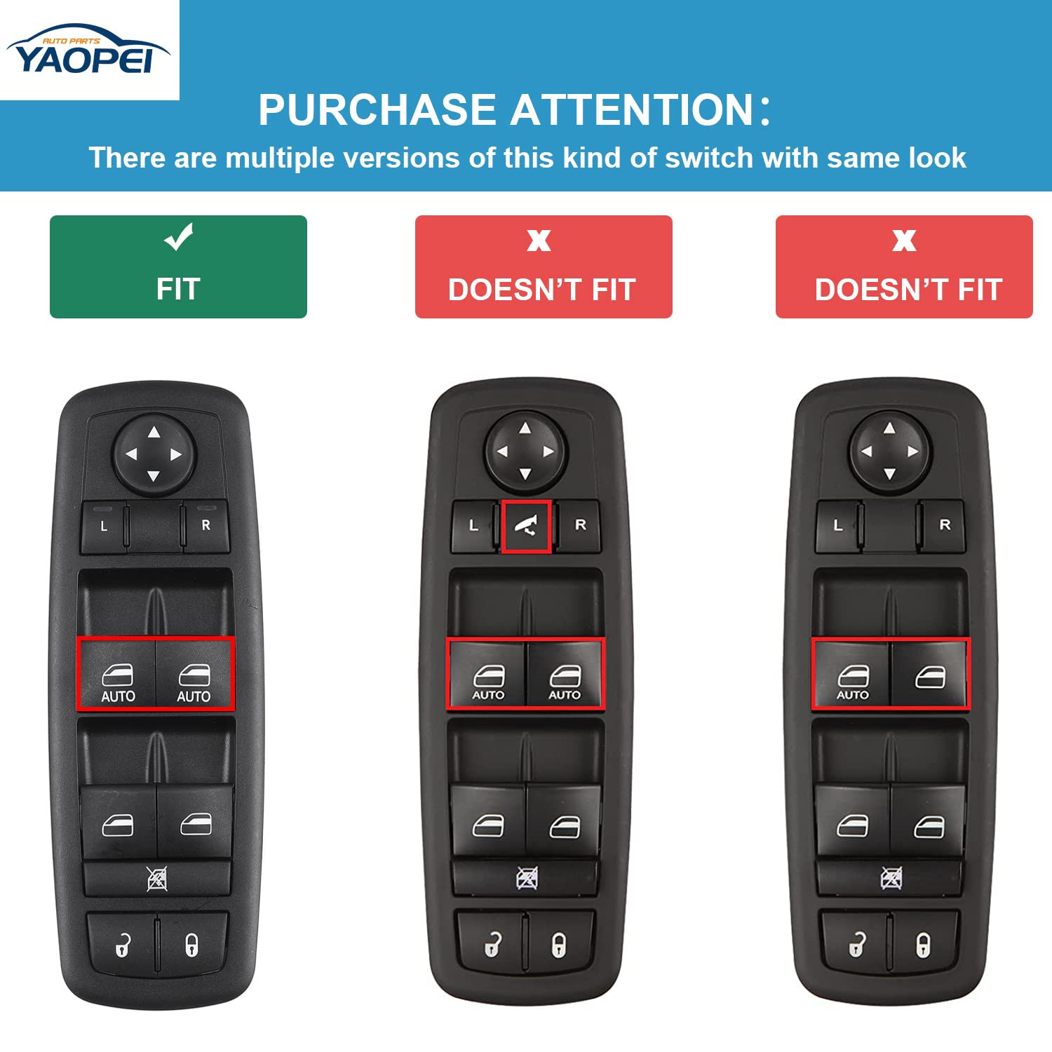 Master Power Window Switch Left Driver Side for Chrysler Town & Country 2012-201