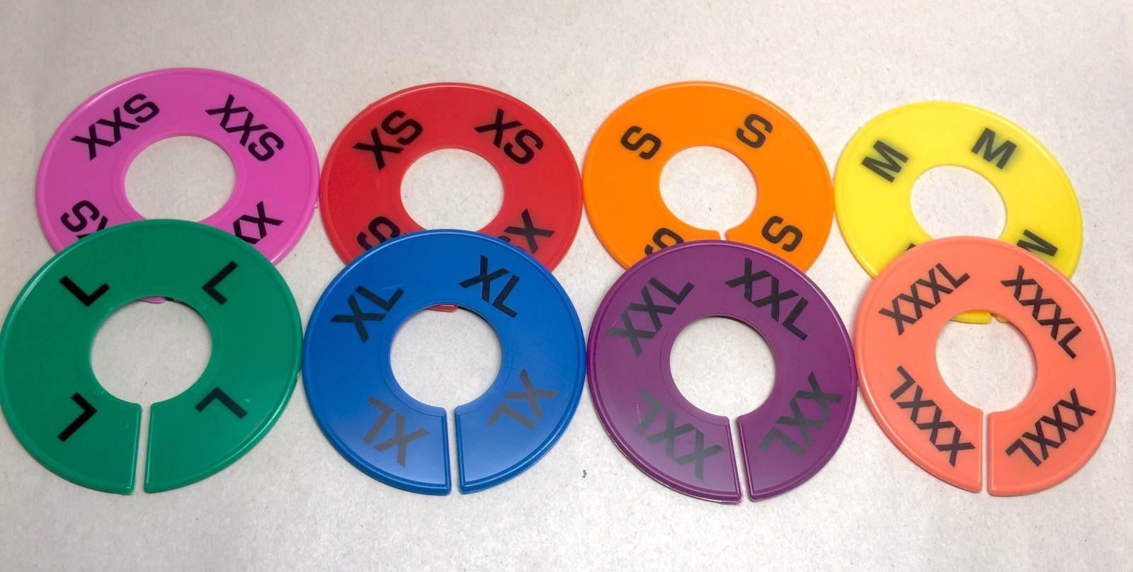 16PCS Colored XXS - 3XL Round Size Dividers for Clothing Racks Hangers Separator