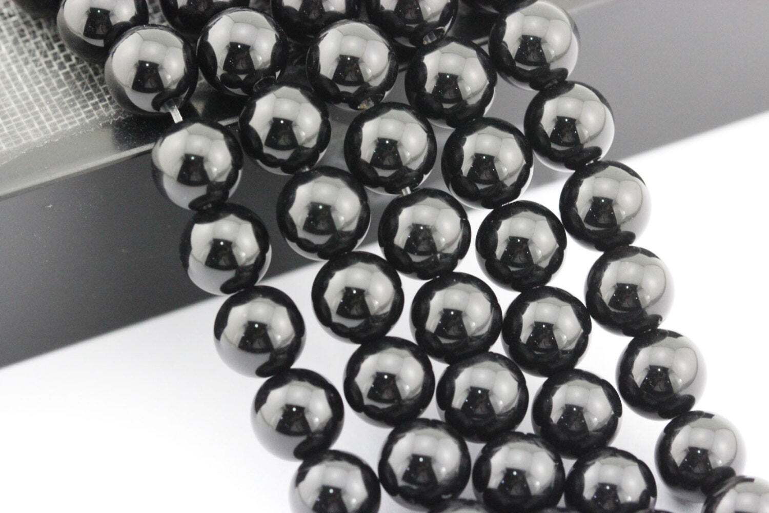 Black Onyx Smooth Round Beads 4mm 6mm 8mm 10mm 12mm 14-20mm 15.5" Strand