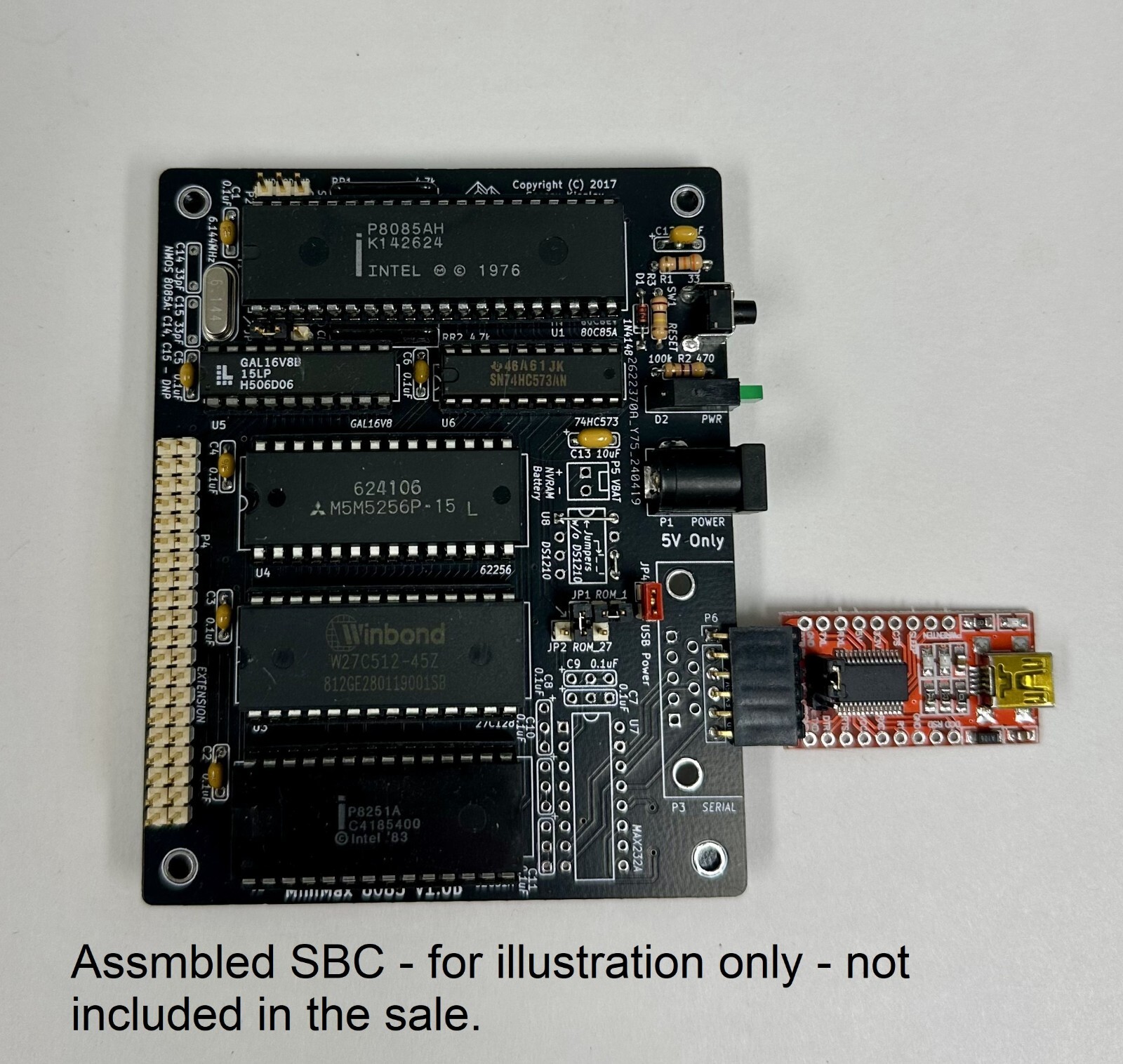 MiniMax8085 Intel 8085 Single Board Computer - PCB + Kit of Parts