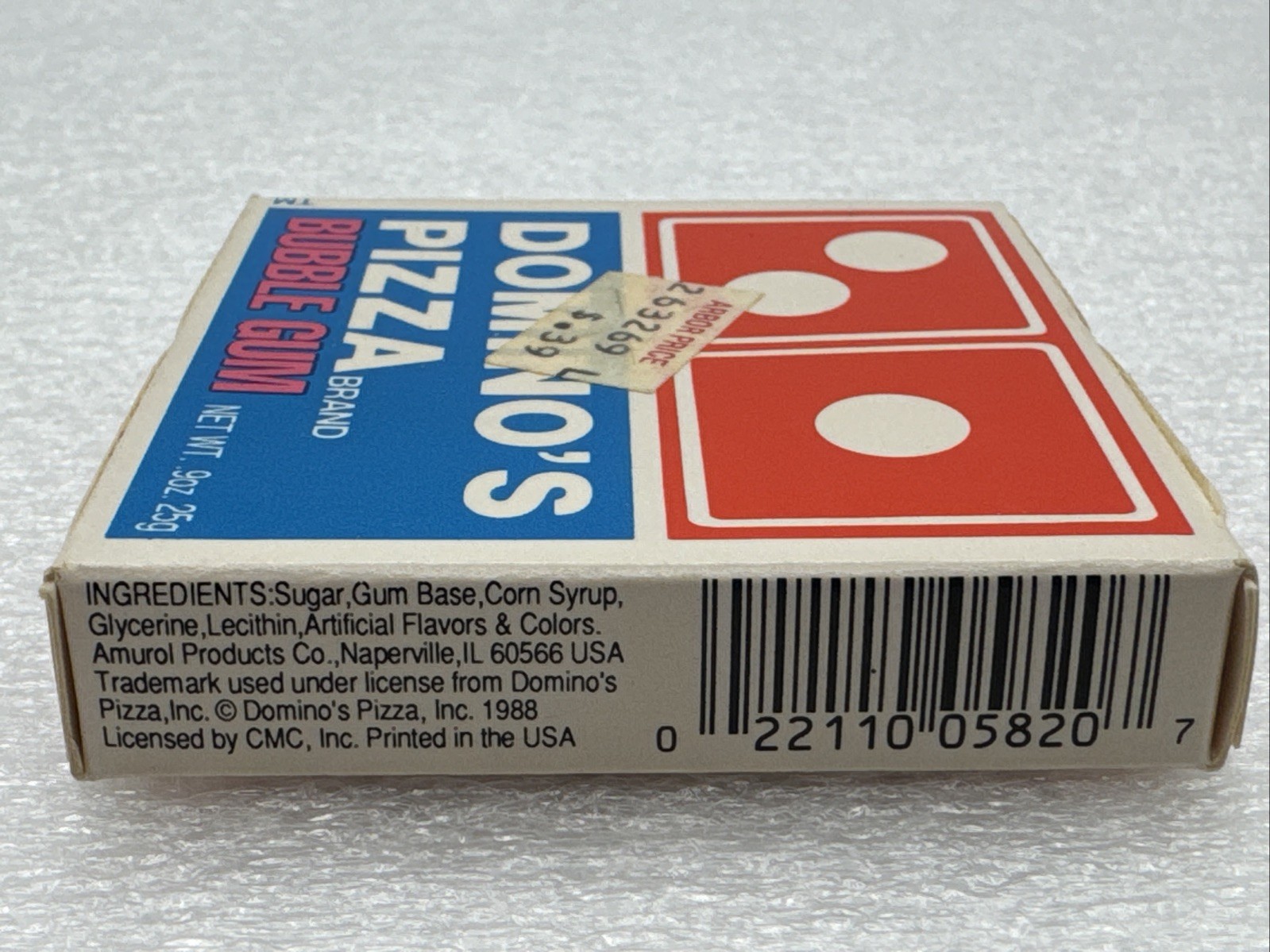 Vintage 1989 NOS Domino's Pizza Brand Bubble Gum Unopened Candy Novelty Box 9oz