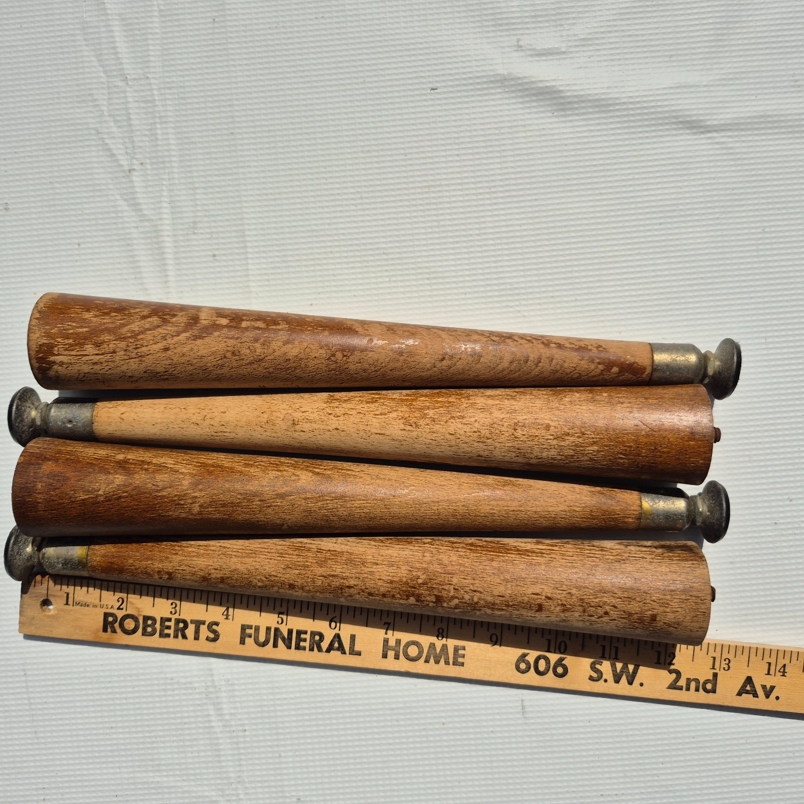 4 Mid Century Modern 12 1/2 Inch Table Legs Tapered, Wood Turned 1950s - 60s