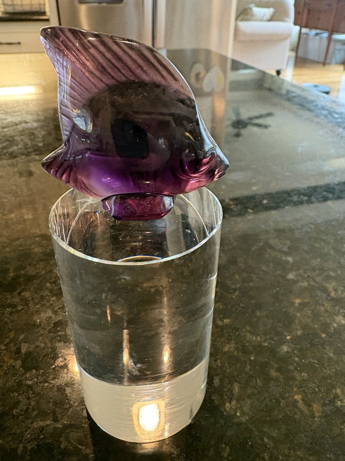 LaliqueTurquoise Lustre Fish Crystal With Pedestal (unattached)