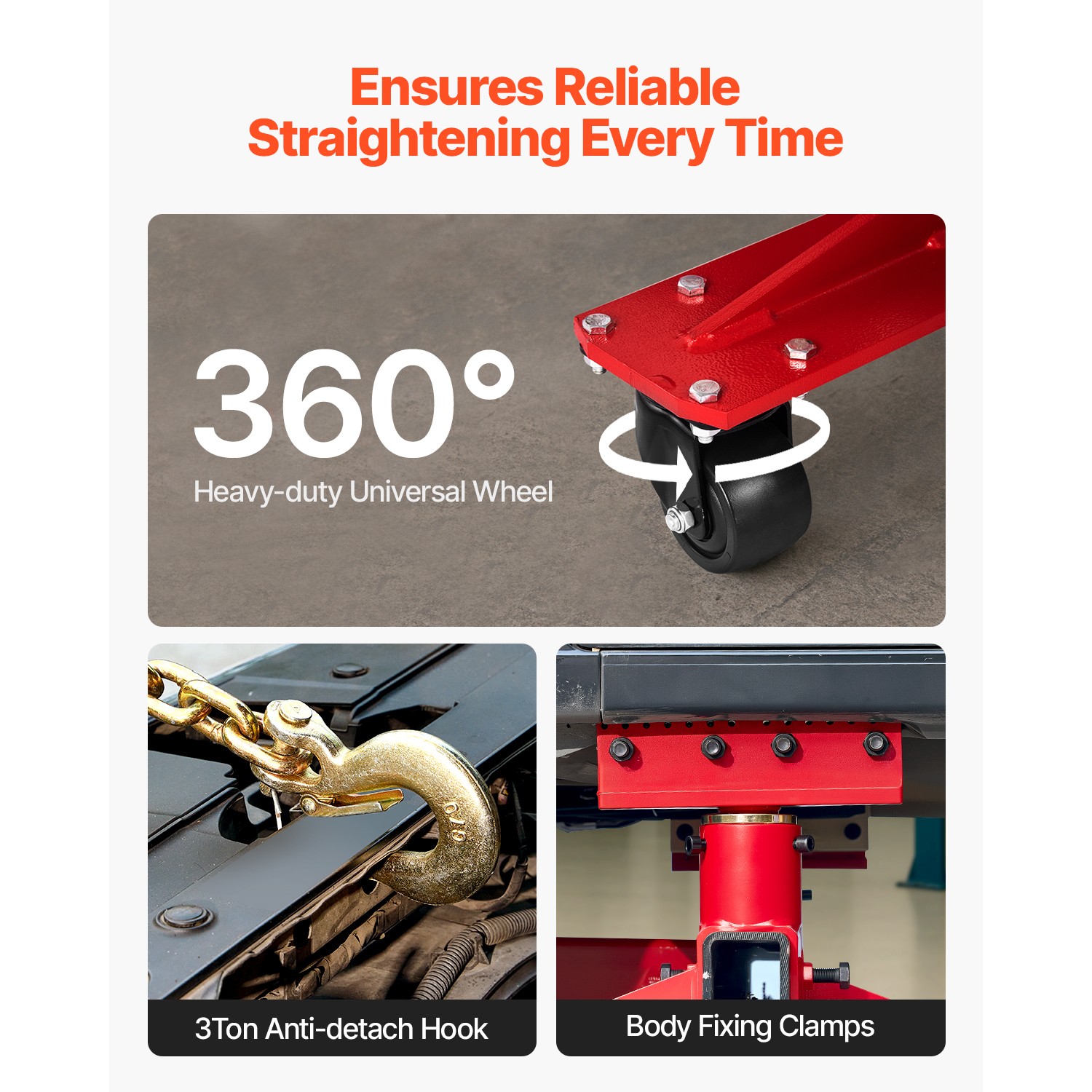 Auto Body Frame Puller Straightener 6T Car Frame Machine 6000PSI Foot Pump