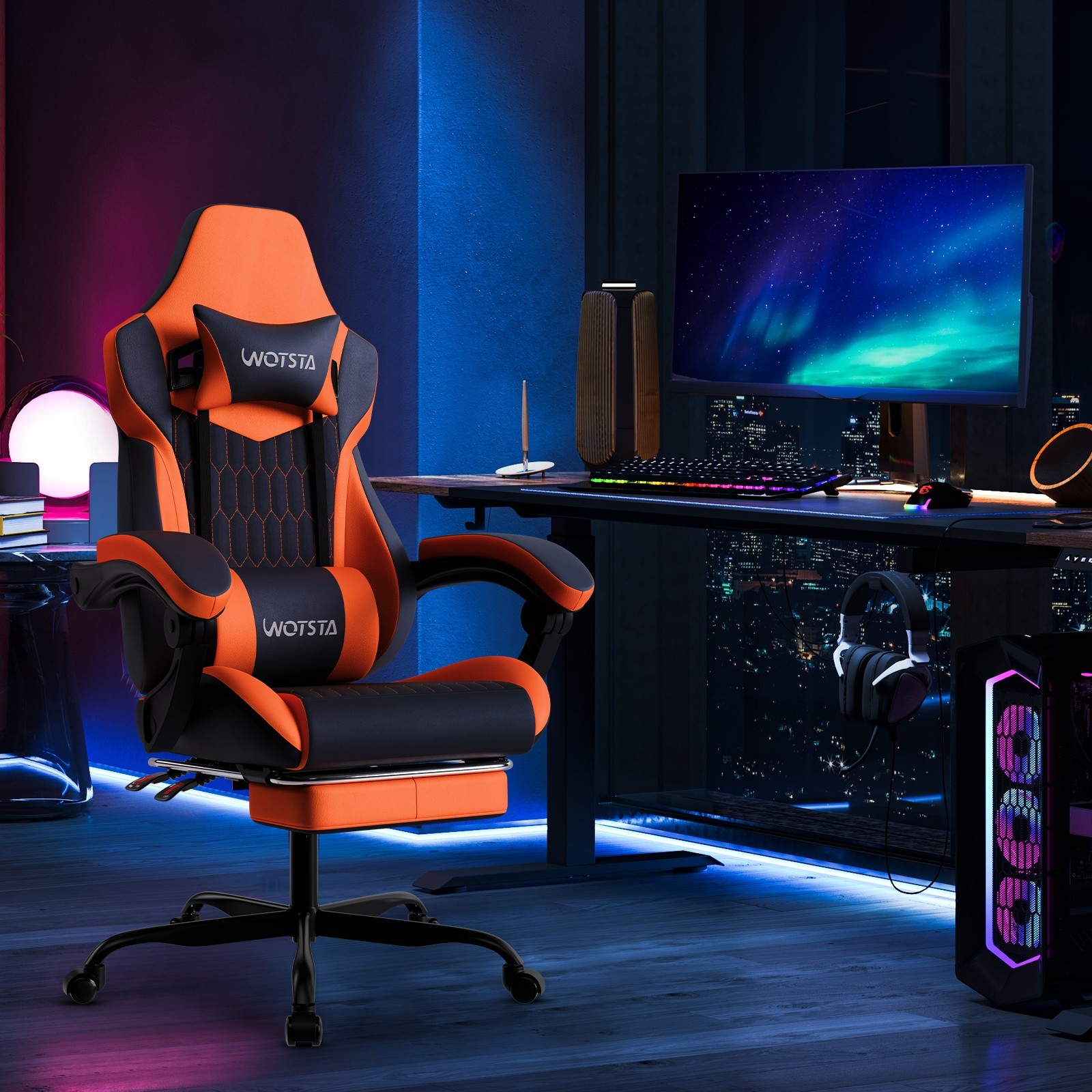 Gaming Chair with Footrest,High Back Gaming Chairs Ergonomic Office Gamer Chair