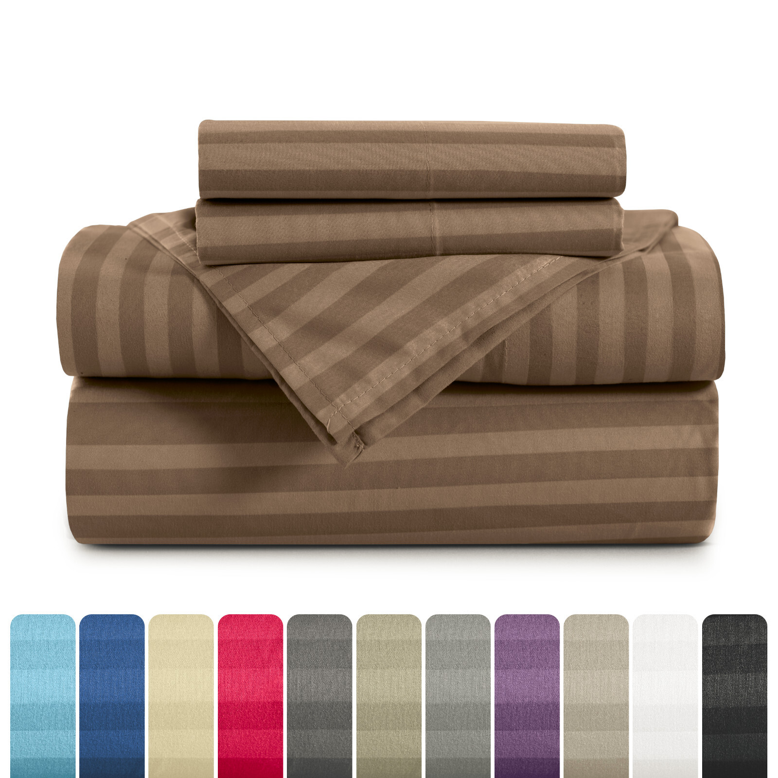 4 Piece Bed Sheet Set Deep Pocket 1800 Series Hotel Bed Sheet Microfiber Comfort