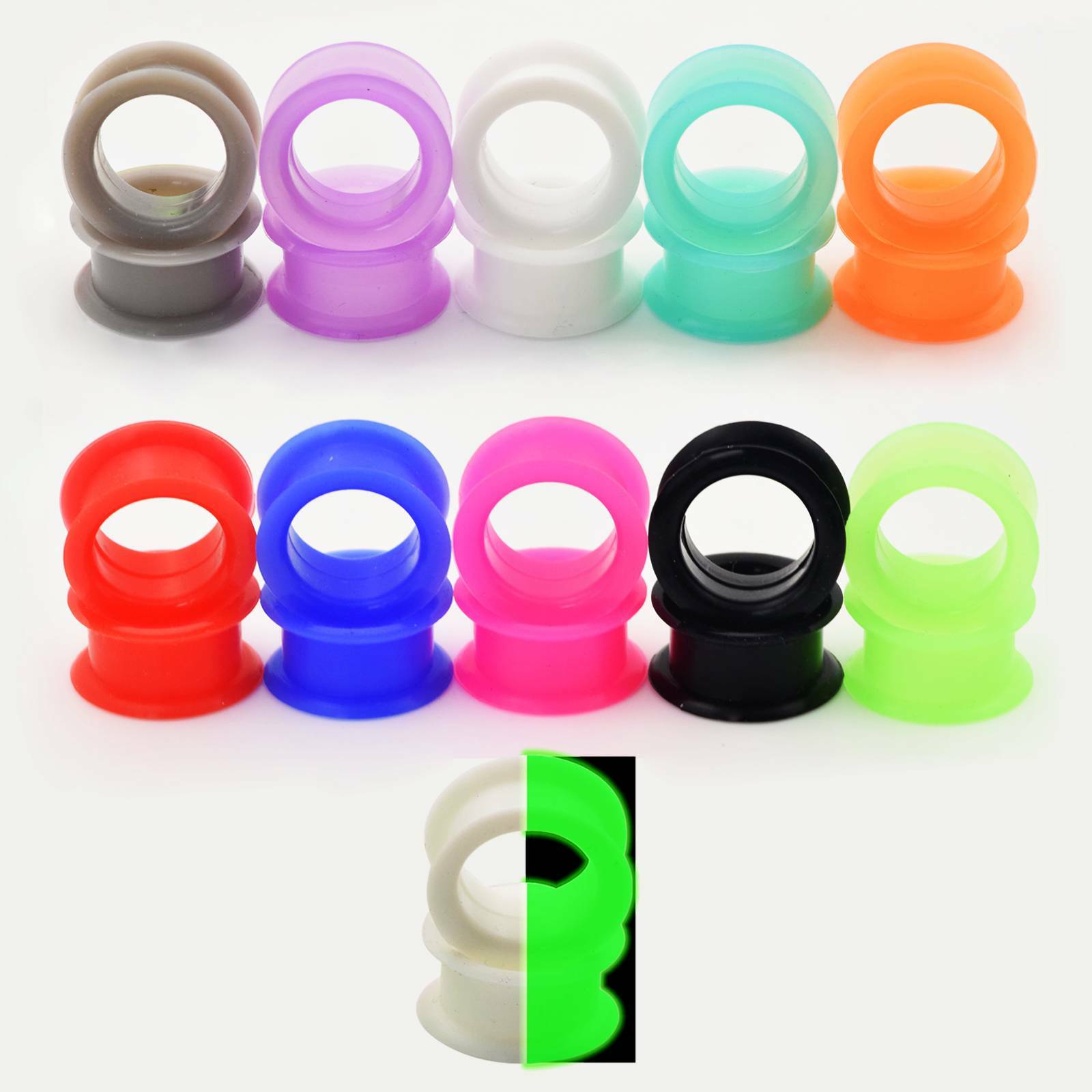 48PCS/LOT Thick Silicone Ear Gauges Double Flared Earskin Tunnels Plugs Expander