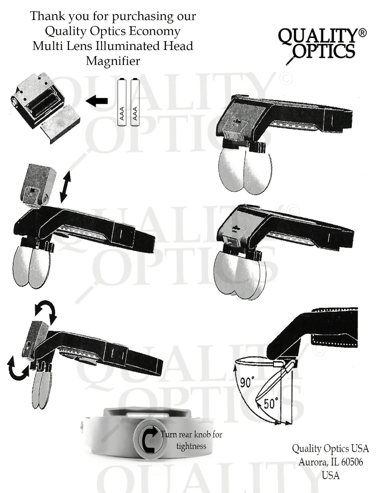 Quality Optics® Illuminated Headband Magnifier Jewelers Head Visor Magnifying