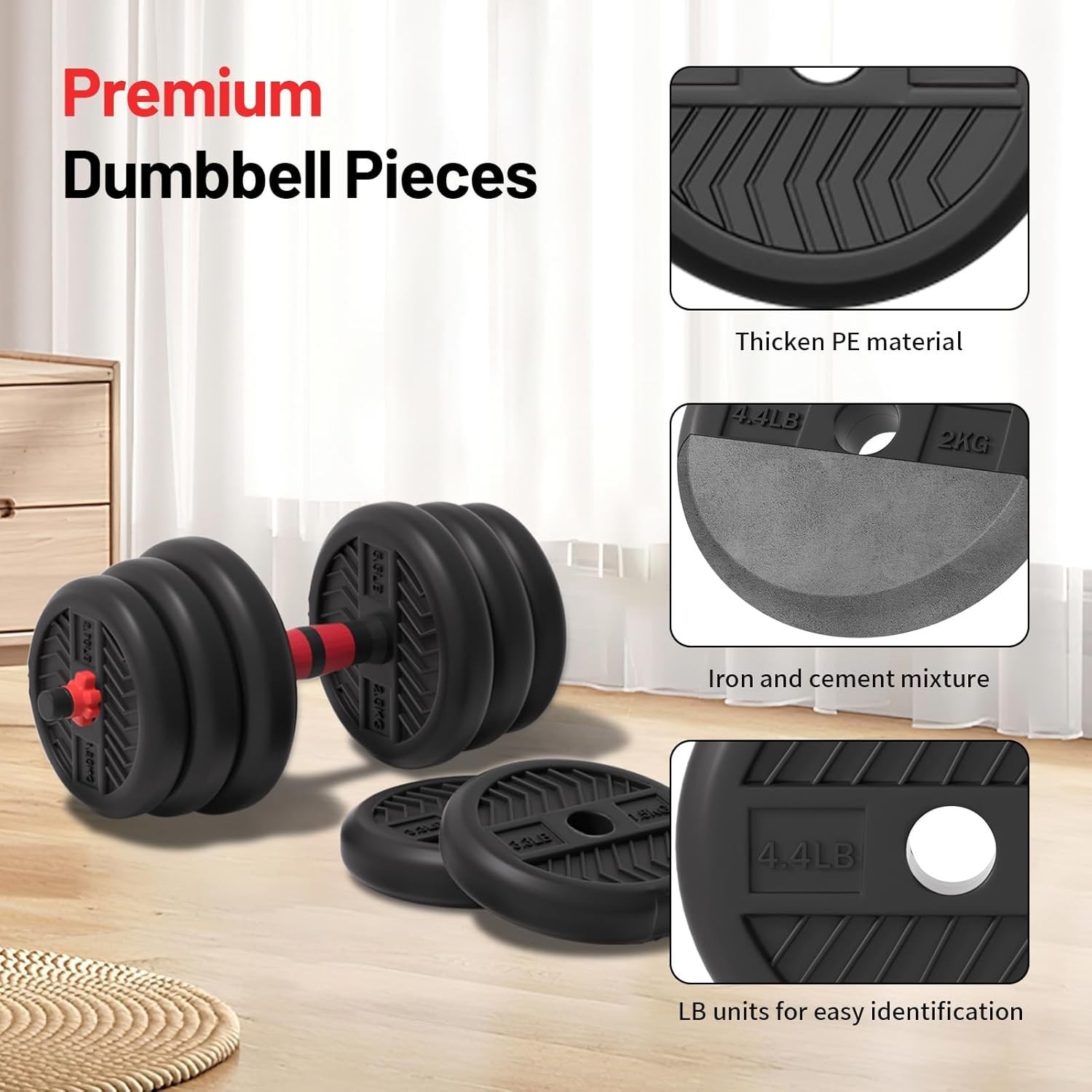 Space-Efficient 4-in-1 Adjustable Dumbbell Set (20-80lbs) - Ideal for Home Use