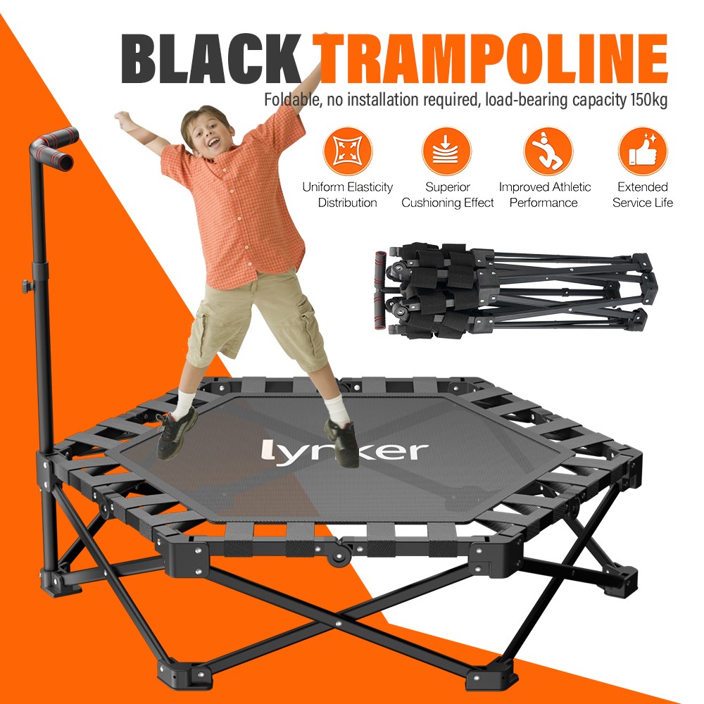 40" Foldable Fitness Trampoline Adult Exercise 330lbs Capacity Adjustable Handle