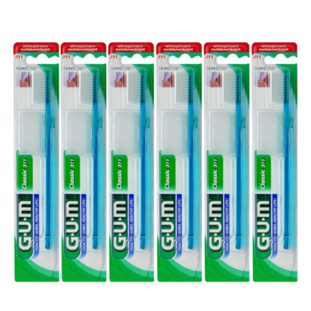 311: GUM Classic Toothbrush, Compact Slender 3-Row Head, Soft Bristles, 24-PACK!