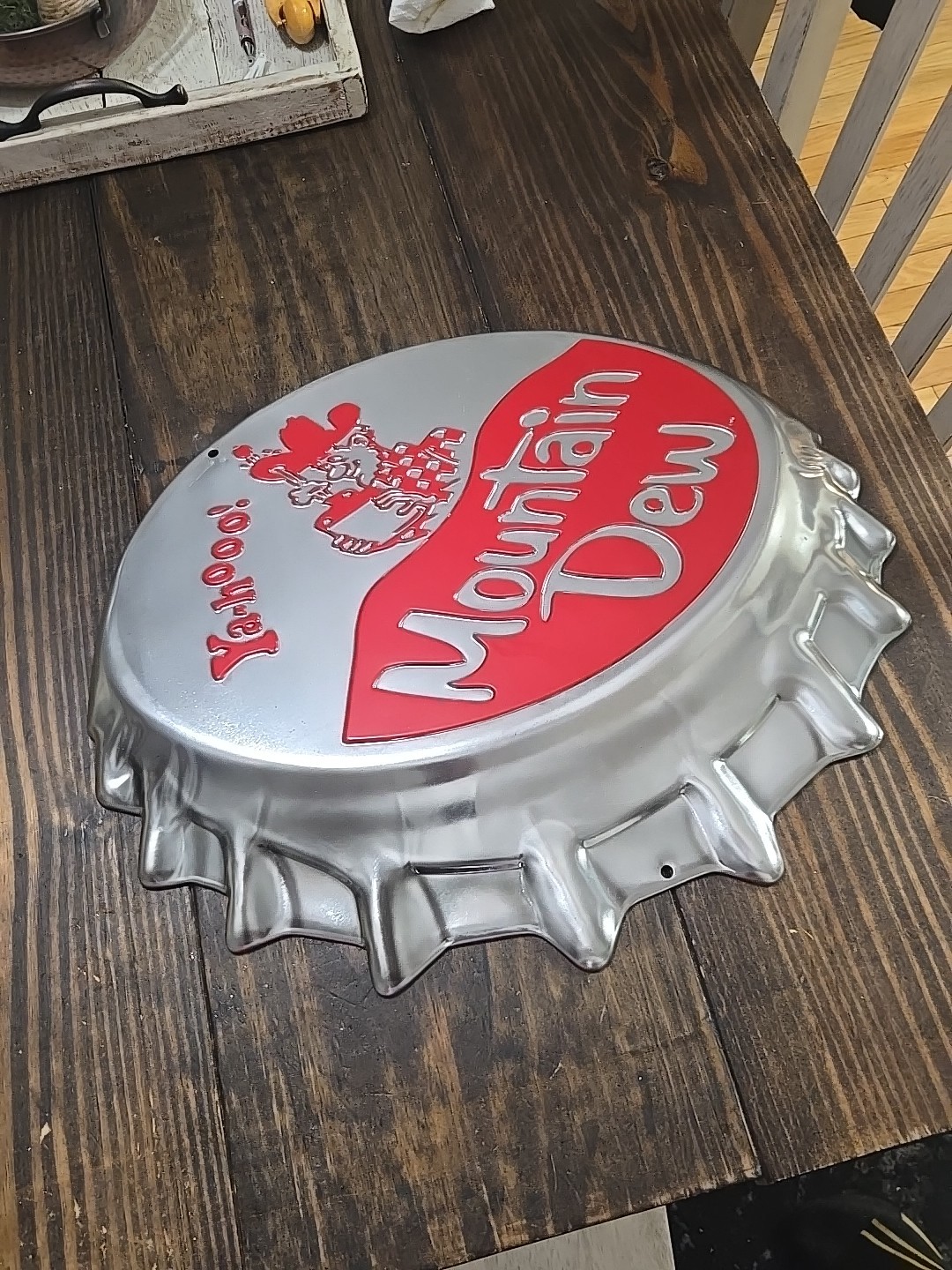 Mountain Dew Hillbilly Ya-Hoo embossed metal sign 18x19 used