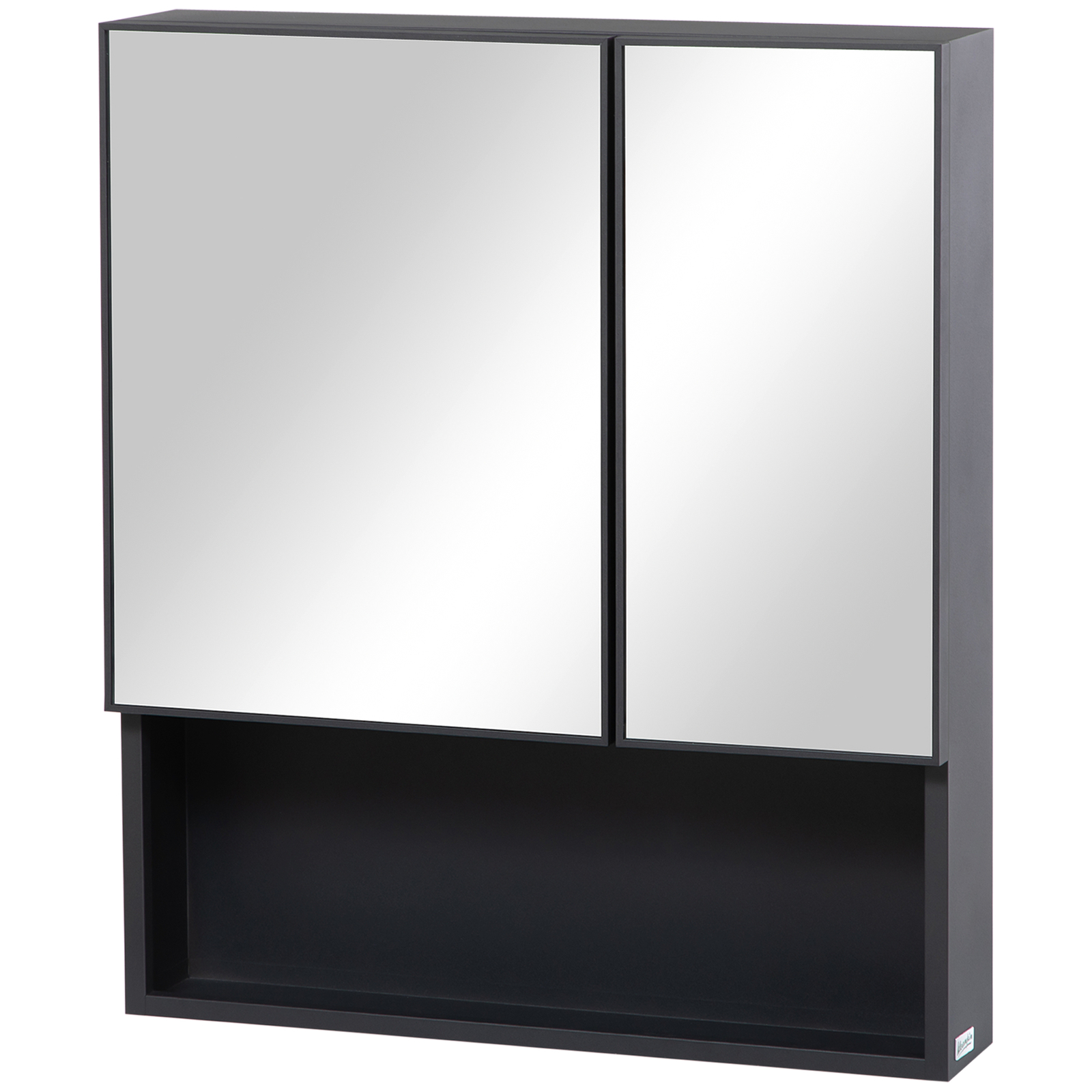 kleankin Wall-Mounted Medicine Cabinet with Mirror, Bathroom Cabinet Black