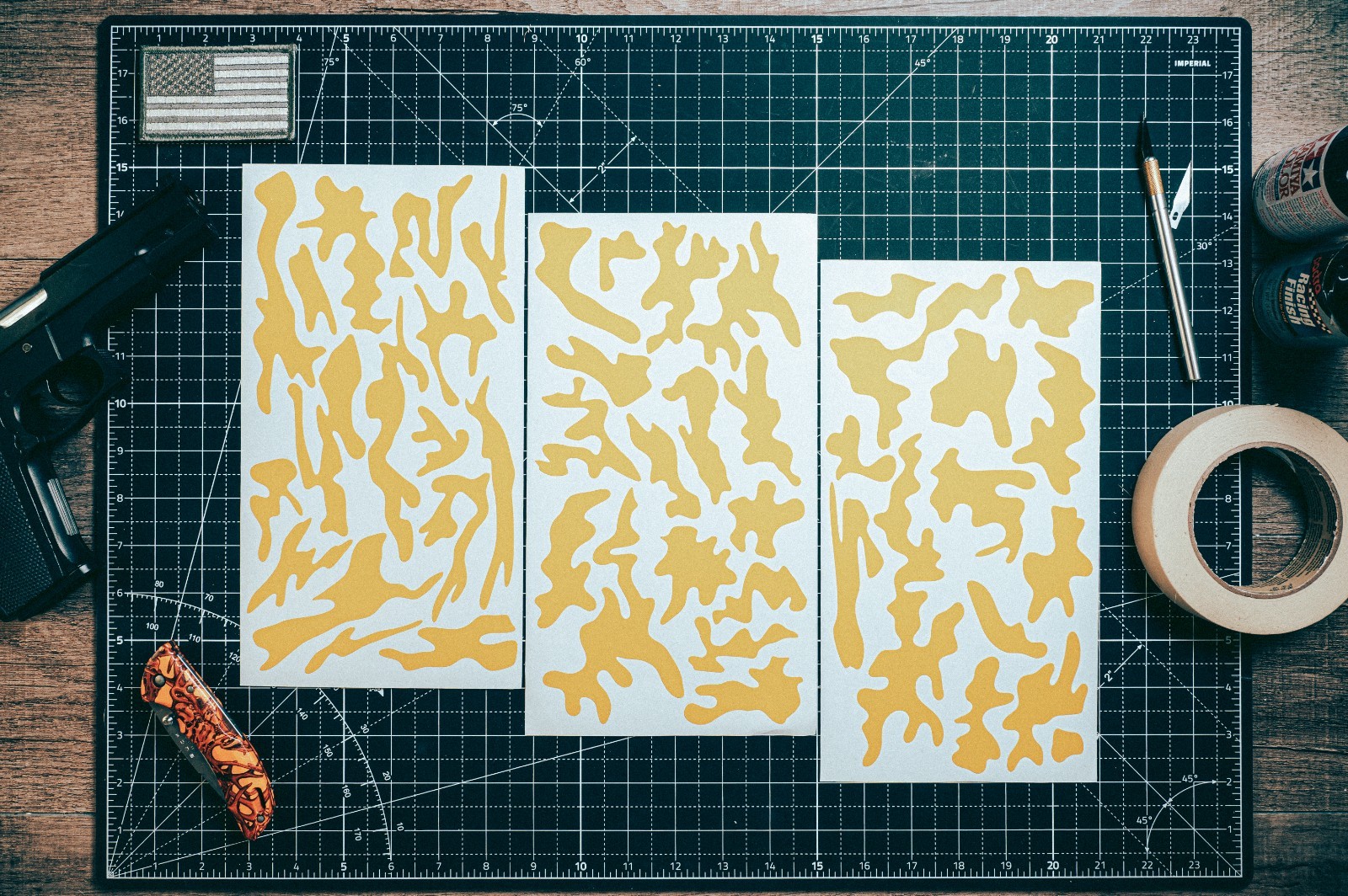 Urban Camo High Heat Vinyl Stencil Kit - 3x 11"x6" Sheets Durable Easy Use